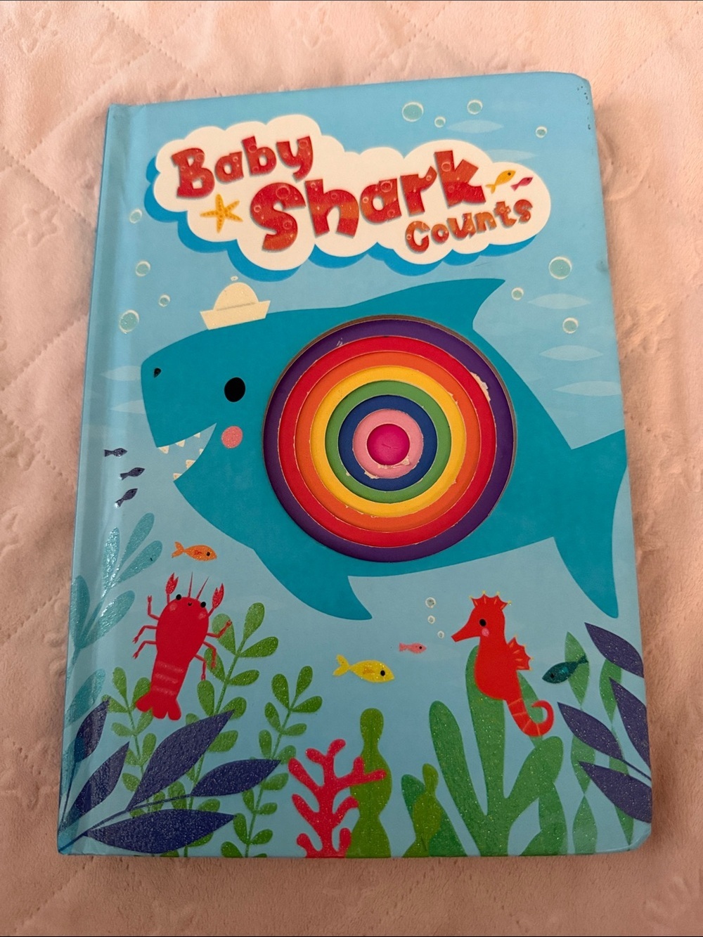 Baby Shark Counts Board Book - Blue with Rainbow Spinner